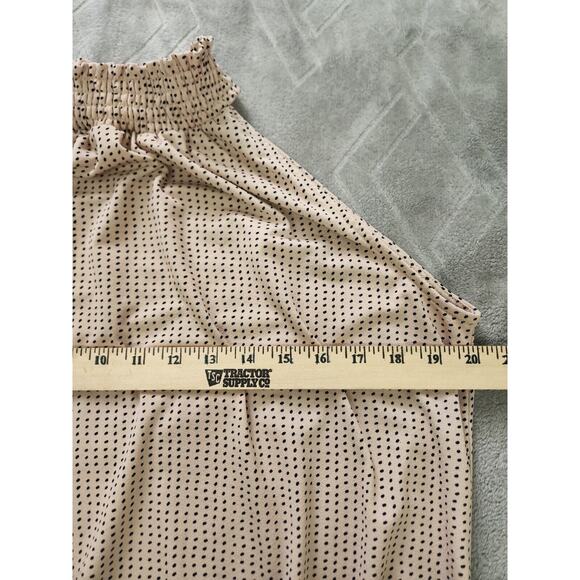 Adrianna Papell Blush Pink Black Polka Dot Knit Blouse High Halter Neck Large - Picture 8 of 13